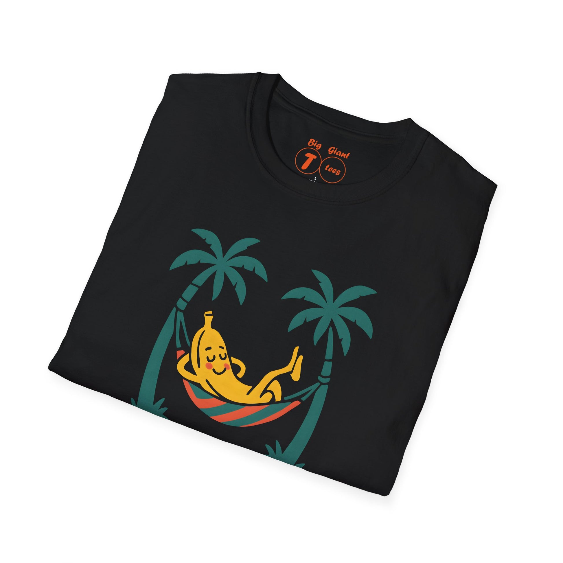 Folded black tee with the “Banana Hammock” design visible.