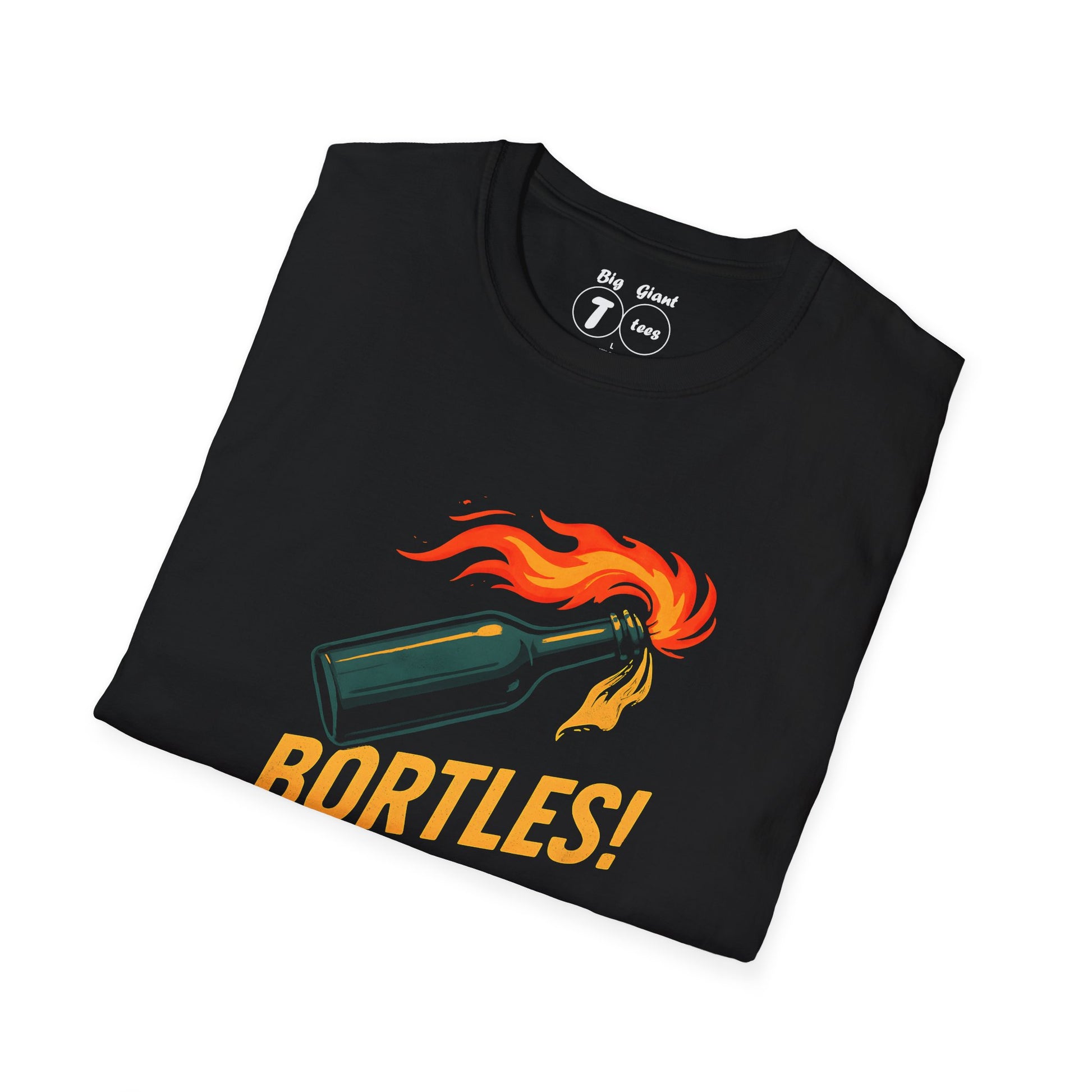 Folded black shirt with “Bortles” print visible.