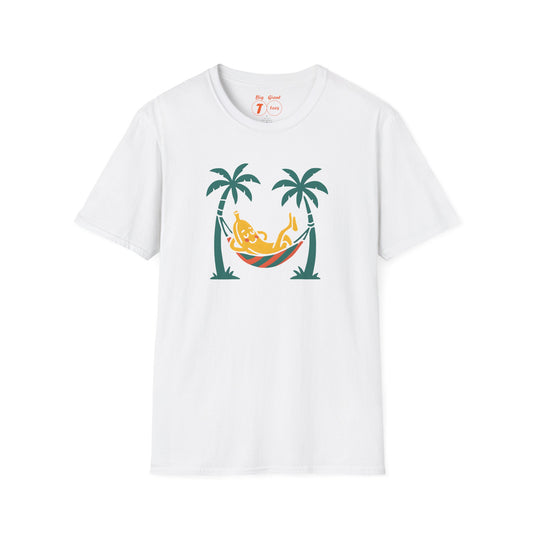 White “Banana Hammock” t-shirt isolated on blank background.