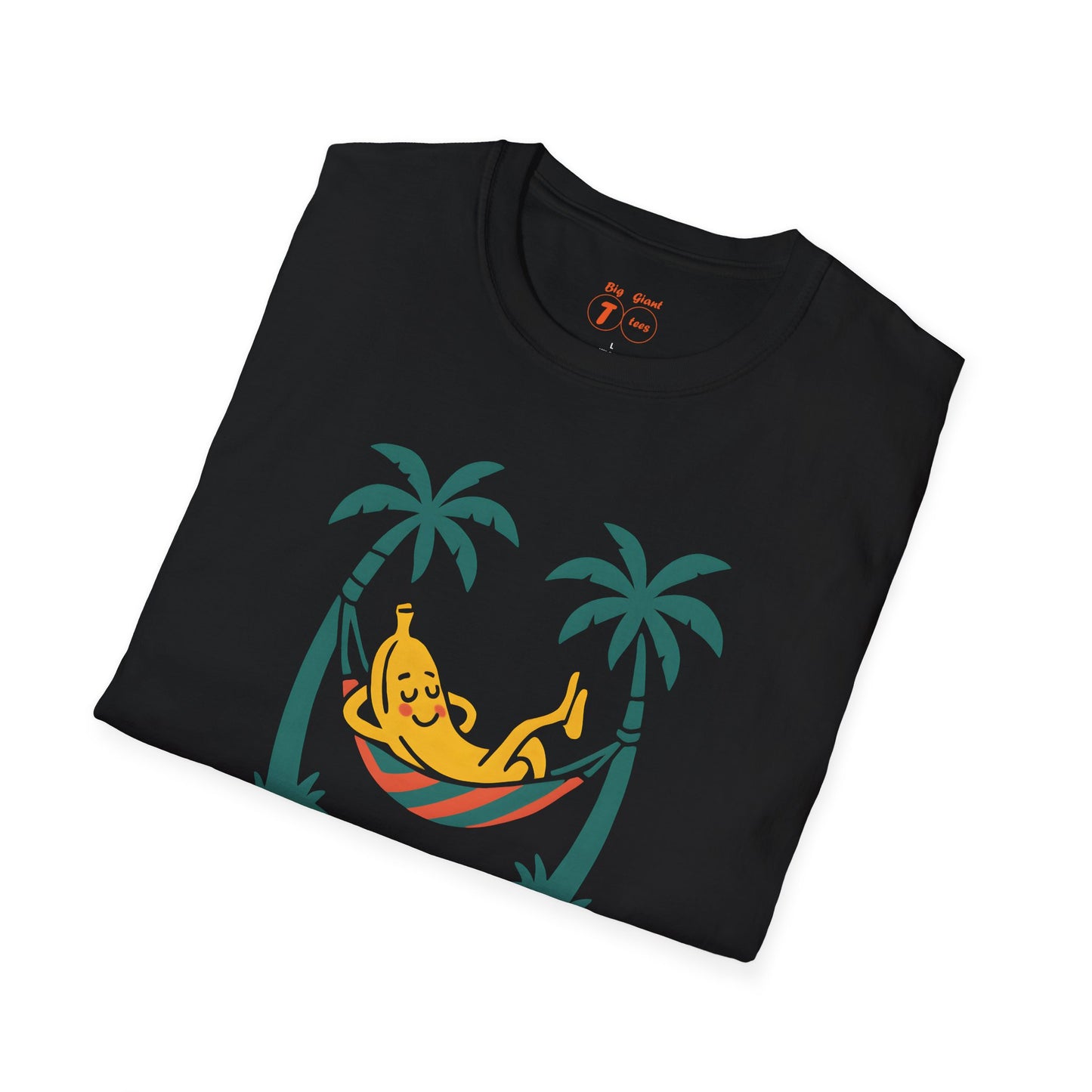 Folded black tee with the “Banana Hammock” design visible.