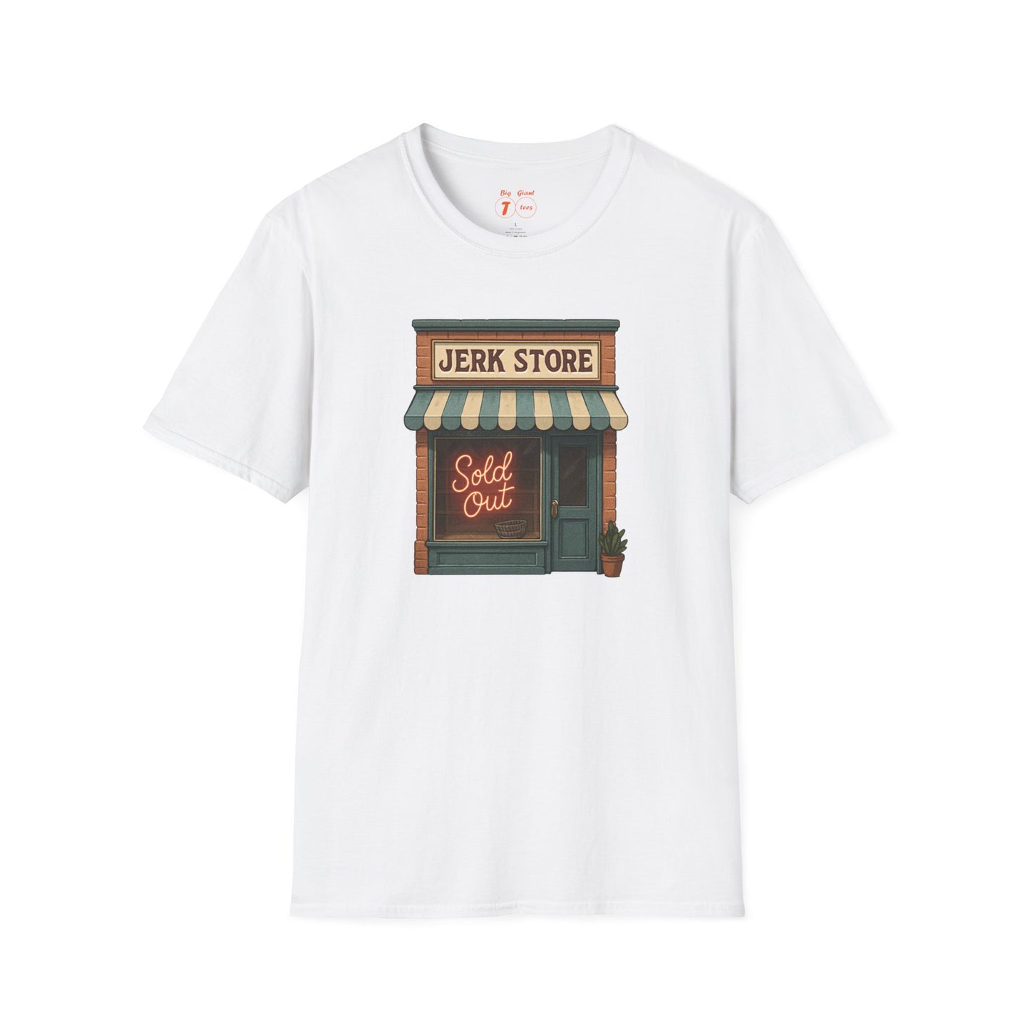 White version of “Jerk Store” shirt isolated.